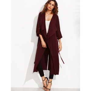 Maroon Drapey Trench Coat